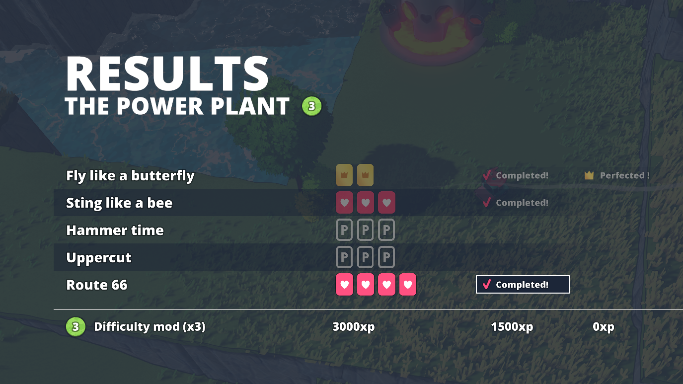 new ui with name of the landmark and levels score